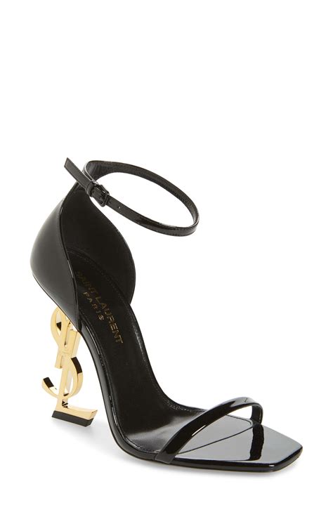 ysl heels black leather|YSL denim heels.